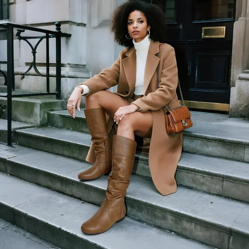 Women's Camel Dream Pairs Pull On Knee High Boots for Fall and Winter